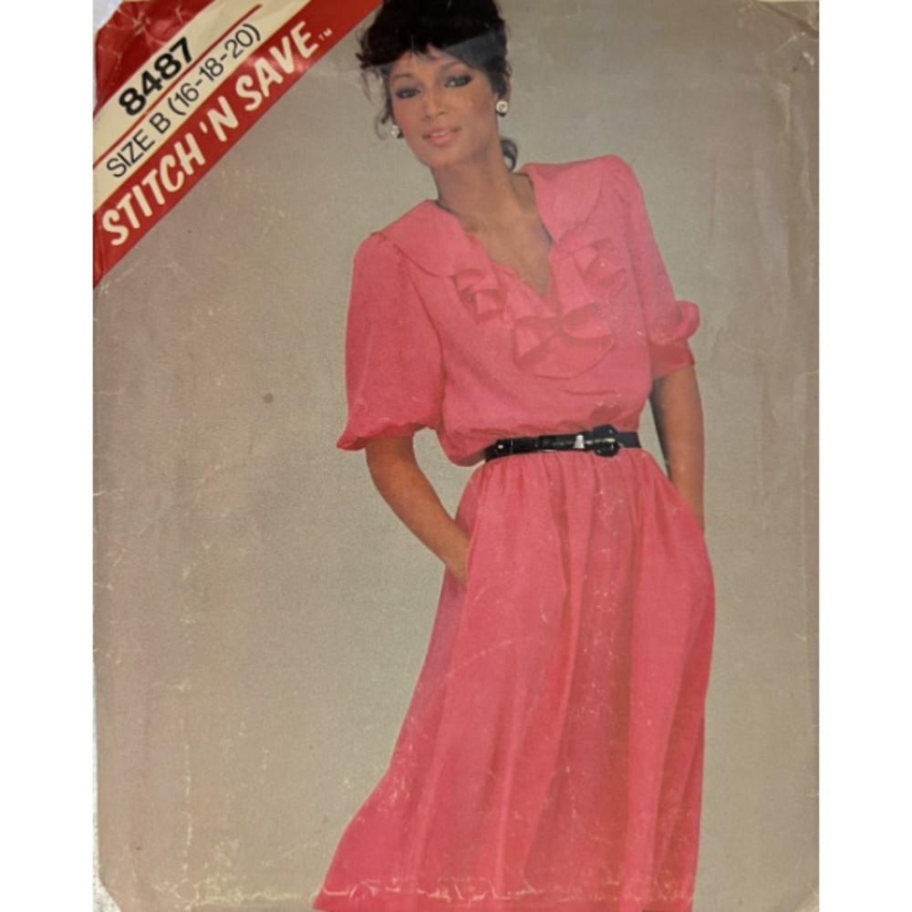 Vintage ©1983 Stitch n' Save 8487 Misses' Dress. Size 16-18-20